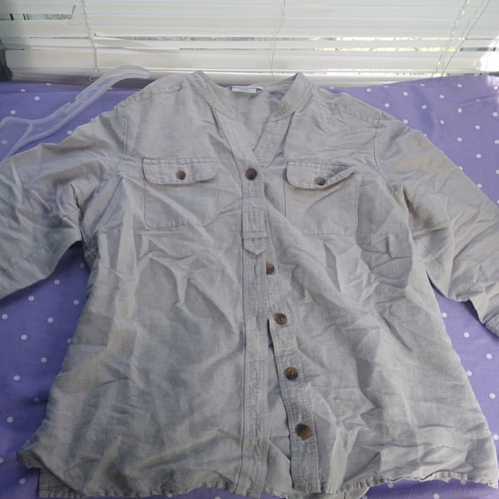 Grayish cream button up with pockets